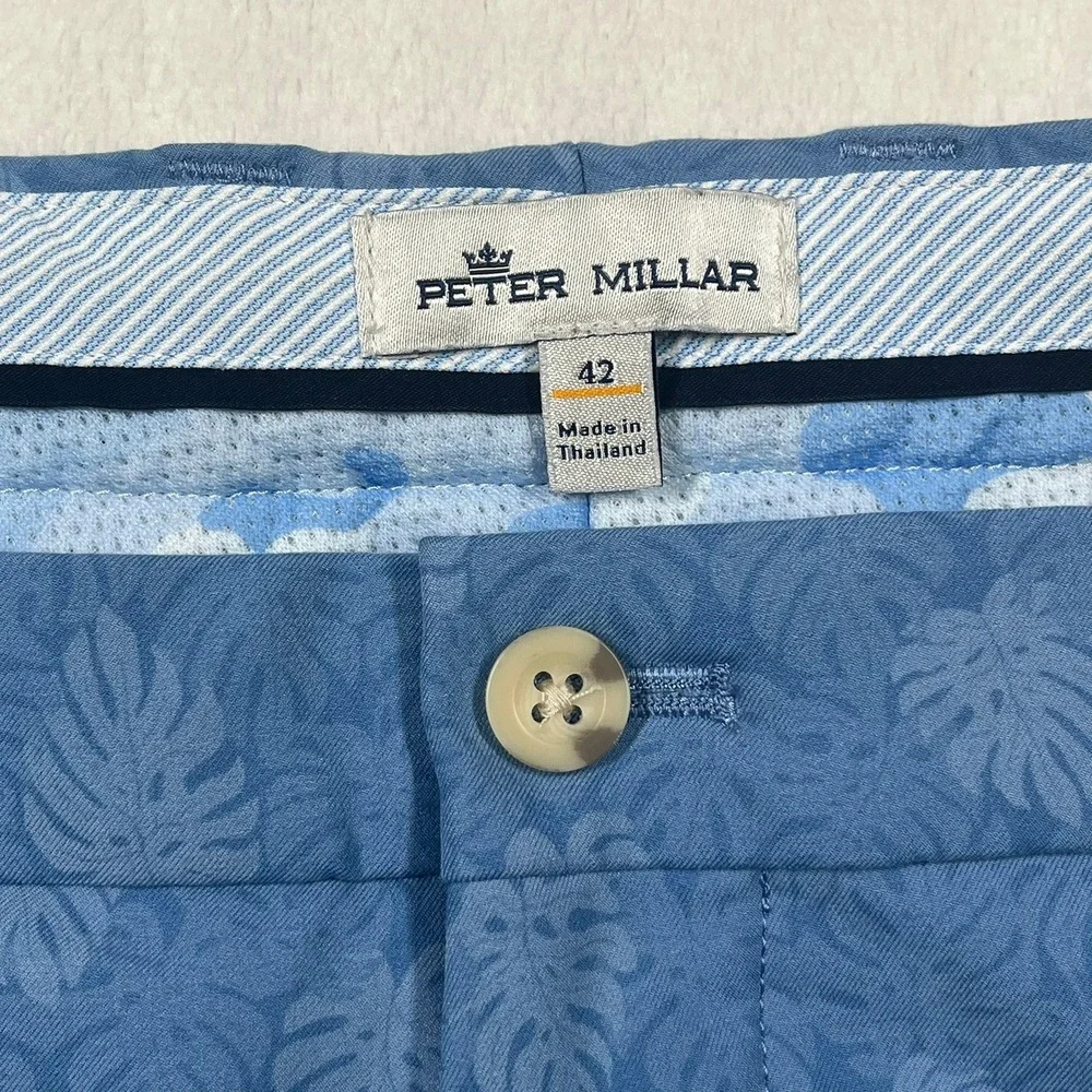 Peter Millar Performance Shorts Mens 42 Blue Monstera Leaf Print MS20EB83 Golf